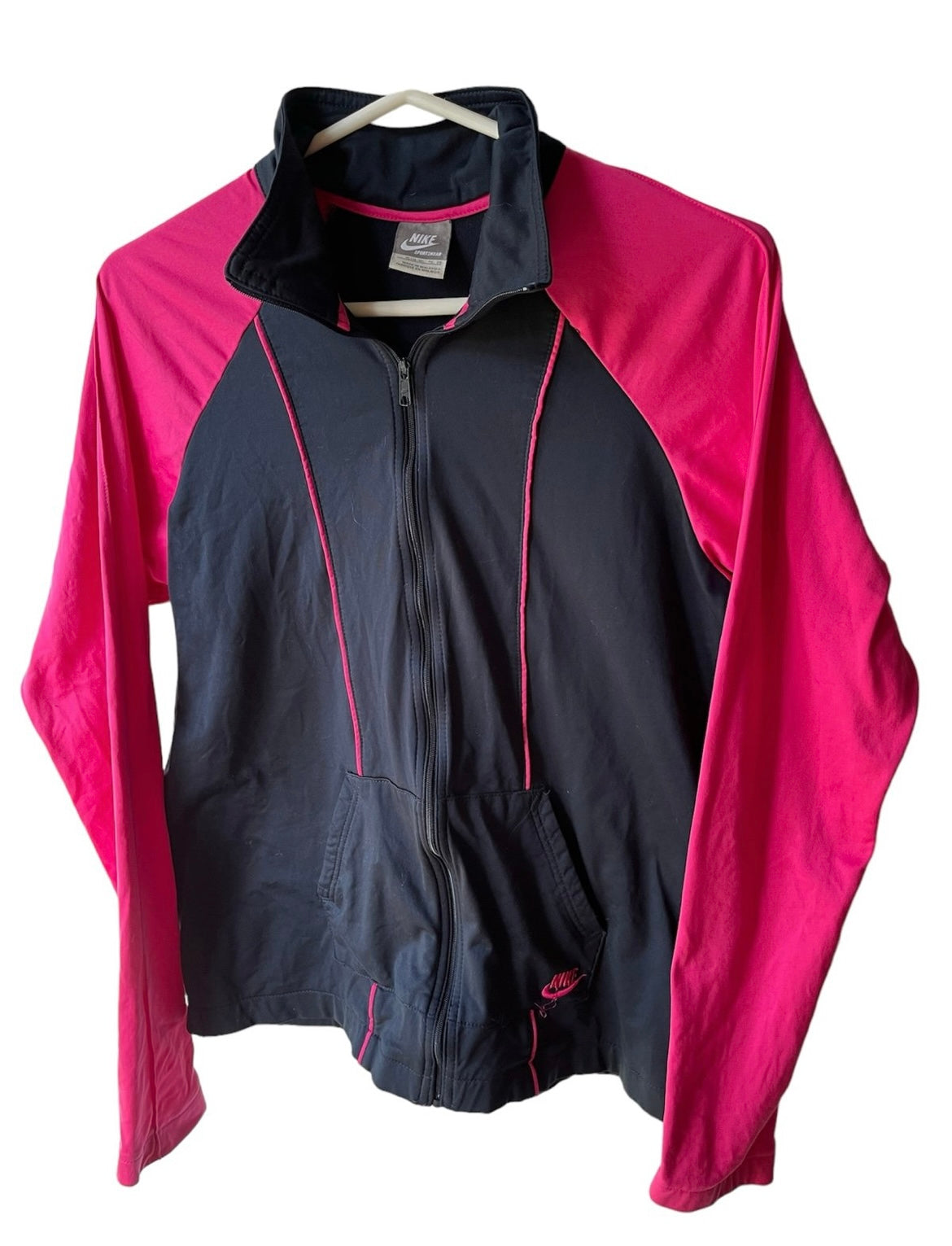 Nike Pink and Black Zip Up Jacket Size XL