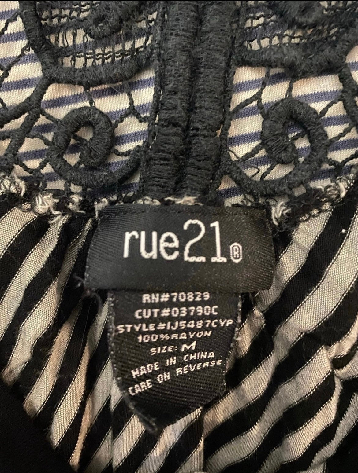 Rue21 M Black and White Striped Top