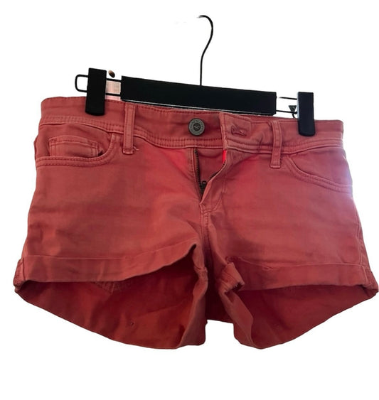 Hollister Shorts Womens 0 Low Rise Short Short Cuffed 2" Inseam Coral Orange