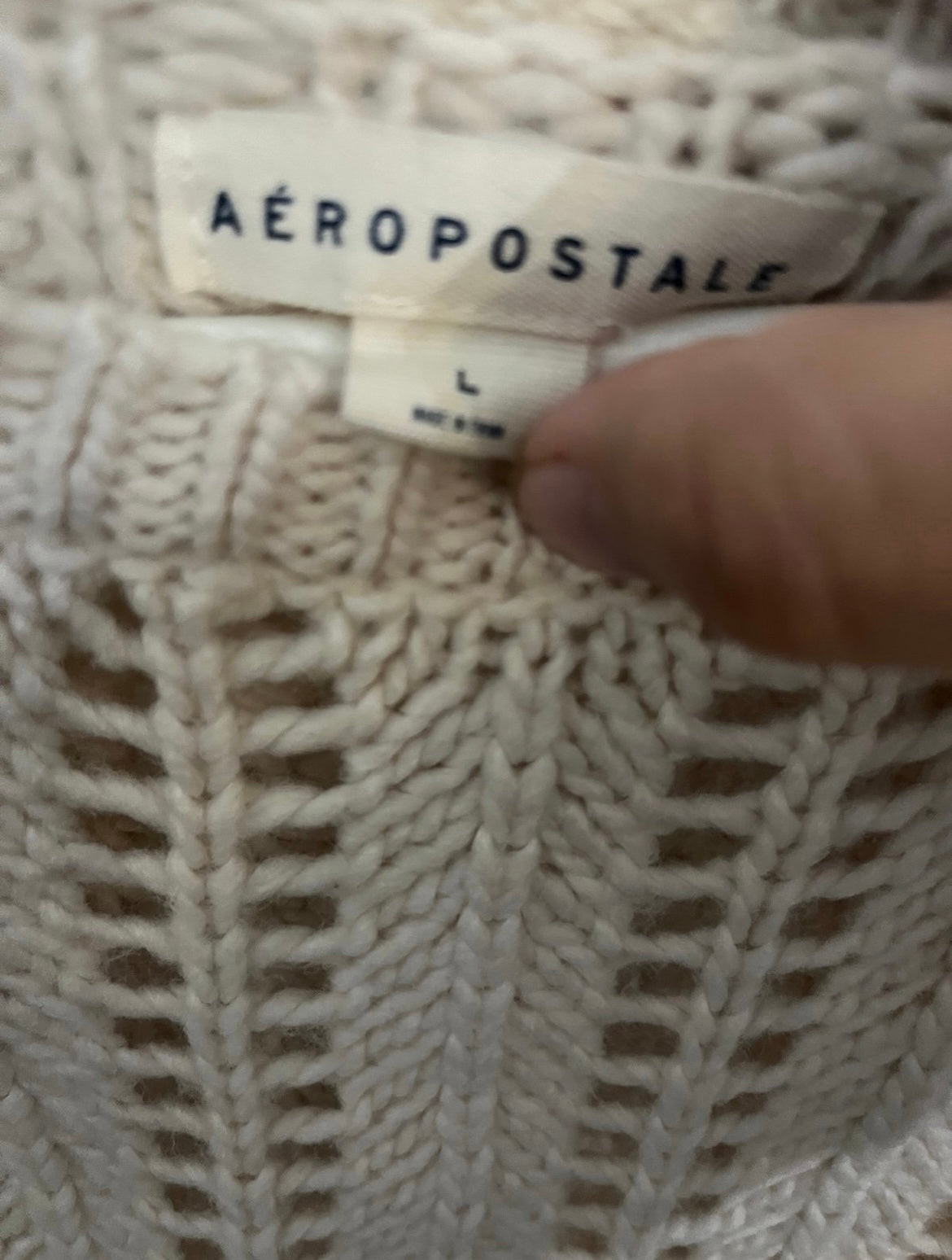 White Knitted Large Aeropostale Sweater