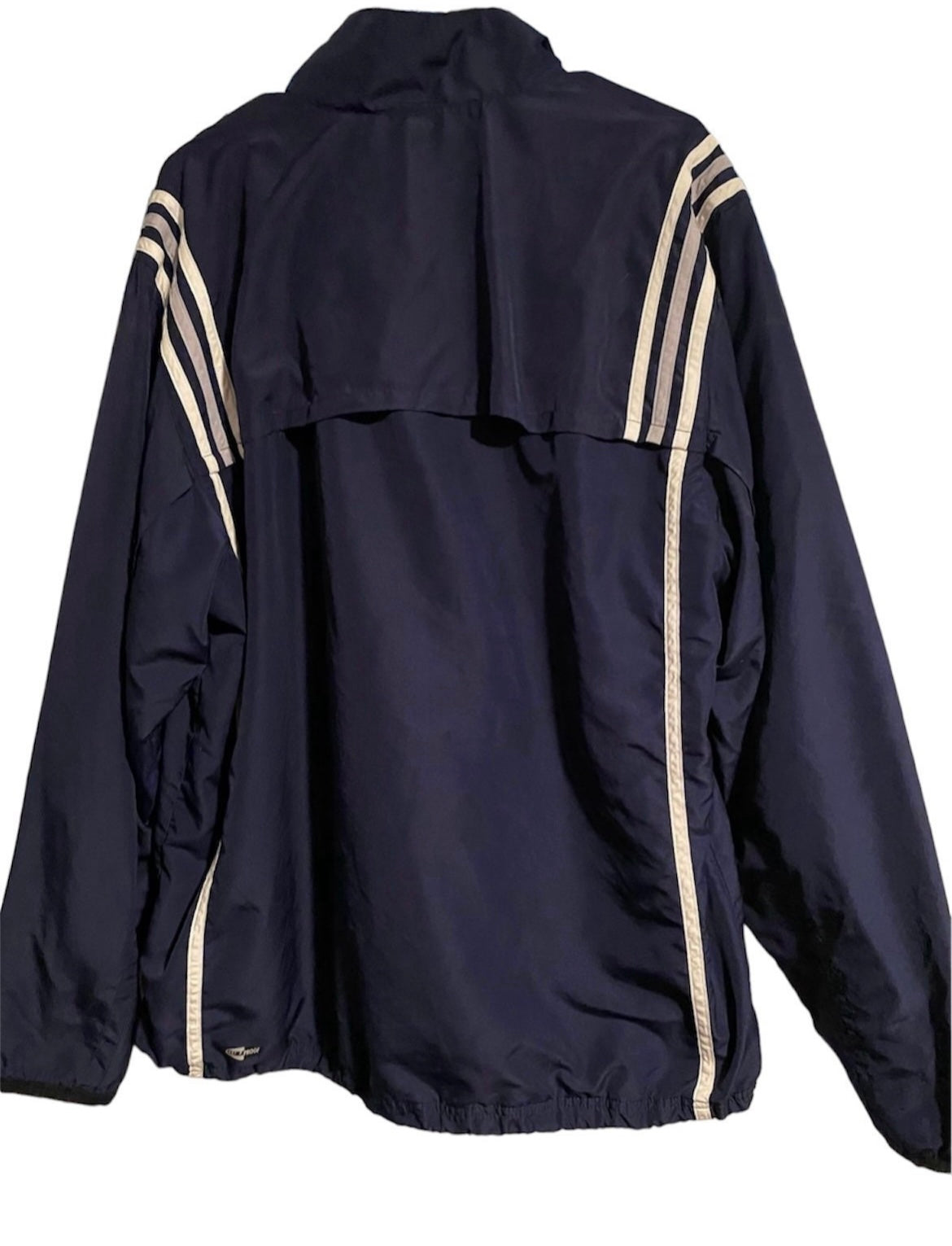 Blue Large Adidas Soccer Jacket (rip near bottom)