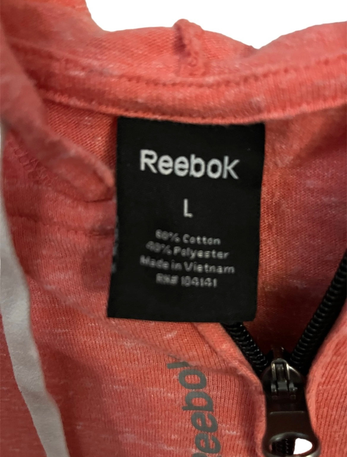 Orange Size Large Reebok Zip Up Hoodie