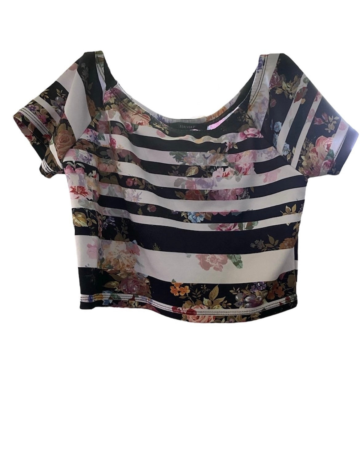 Floral Striped Small Forever 21 Crop Top