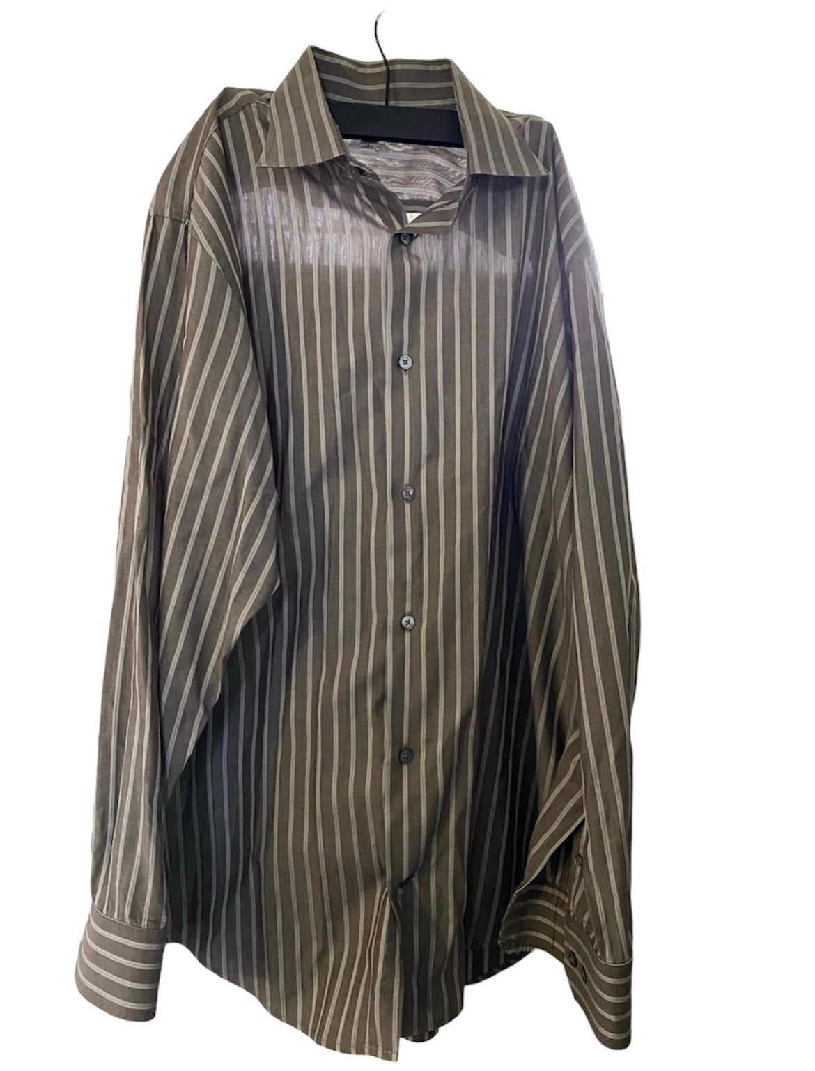 Brown and White Striped Banana Republic Size Large Dress Shirt