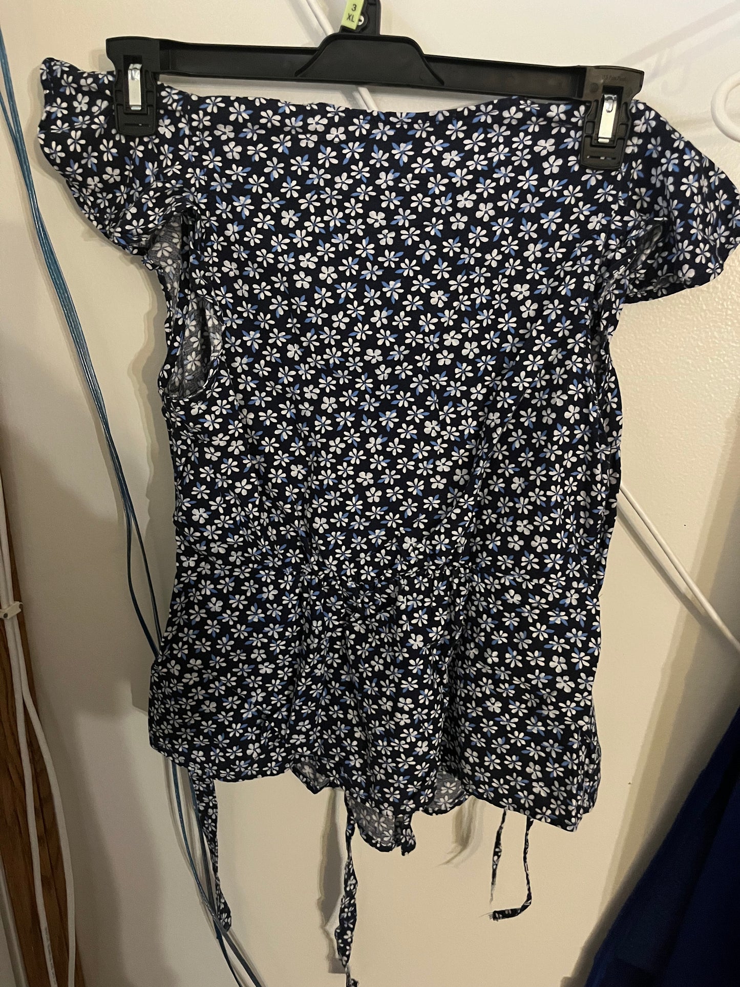 Floral Blue Side Tie XS Old Navy Blouse