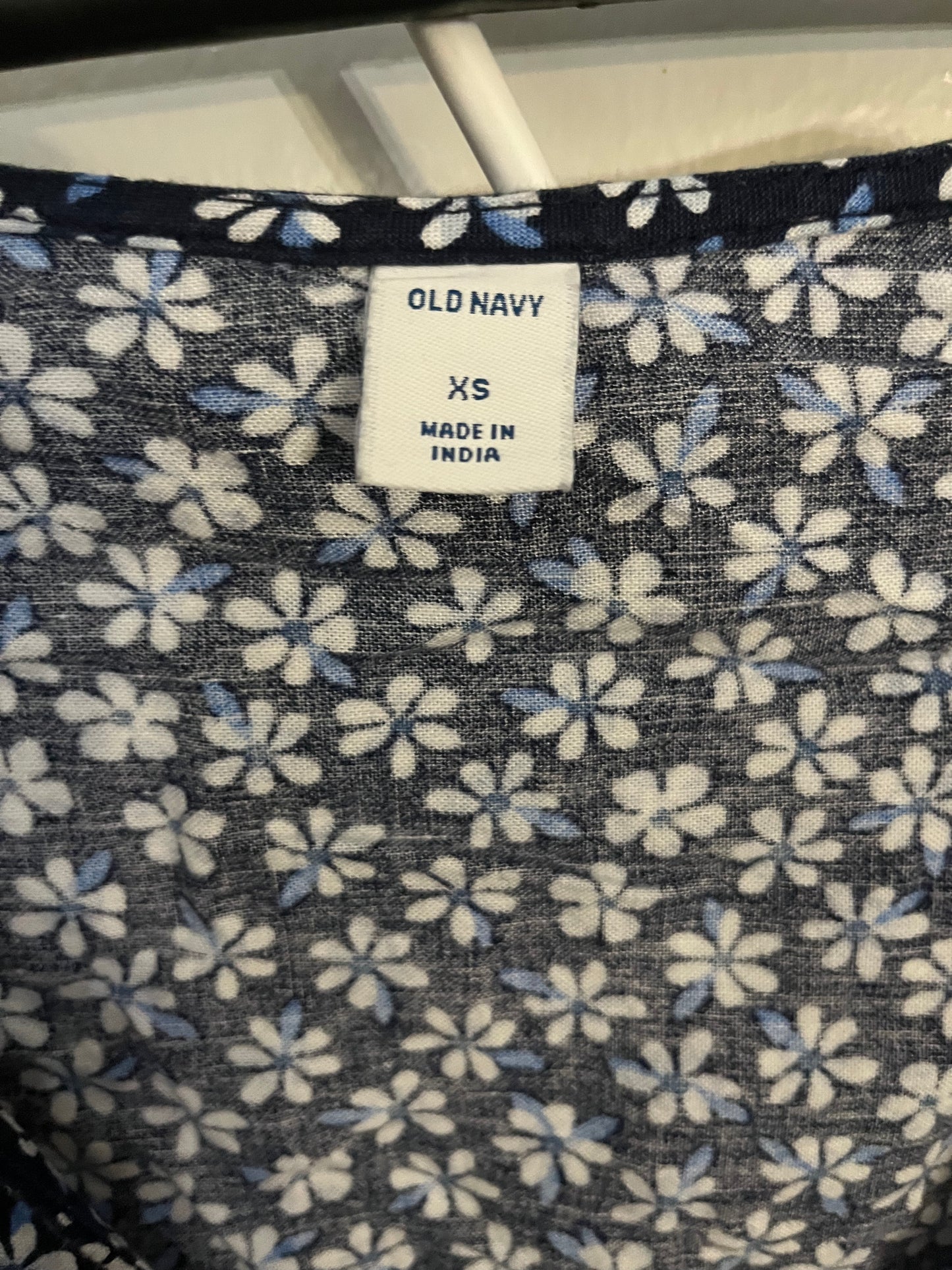 Floral Blue Side Tie XS Old Navy Blouse