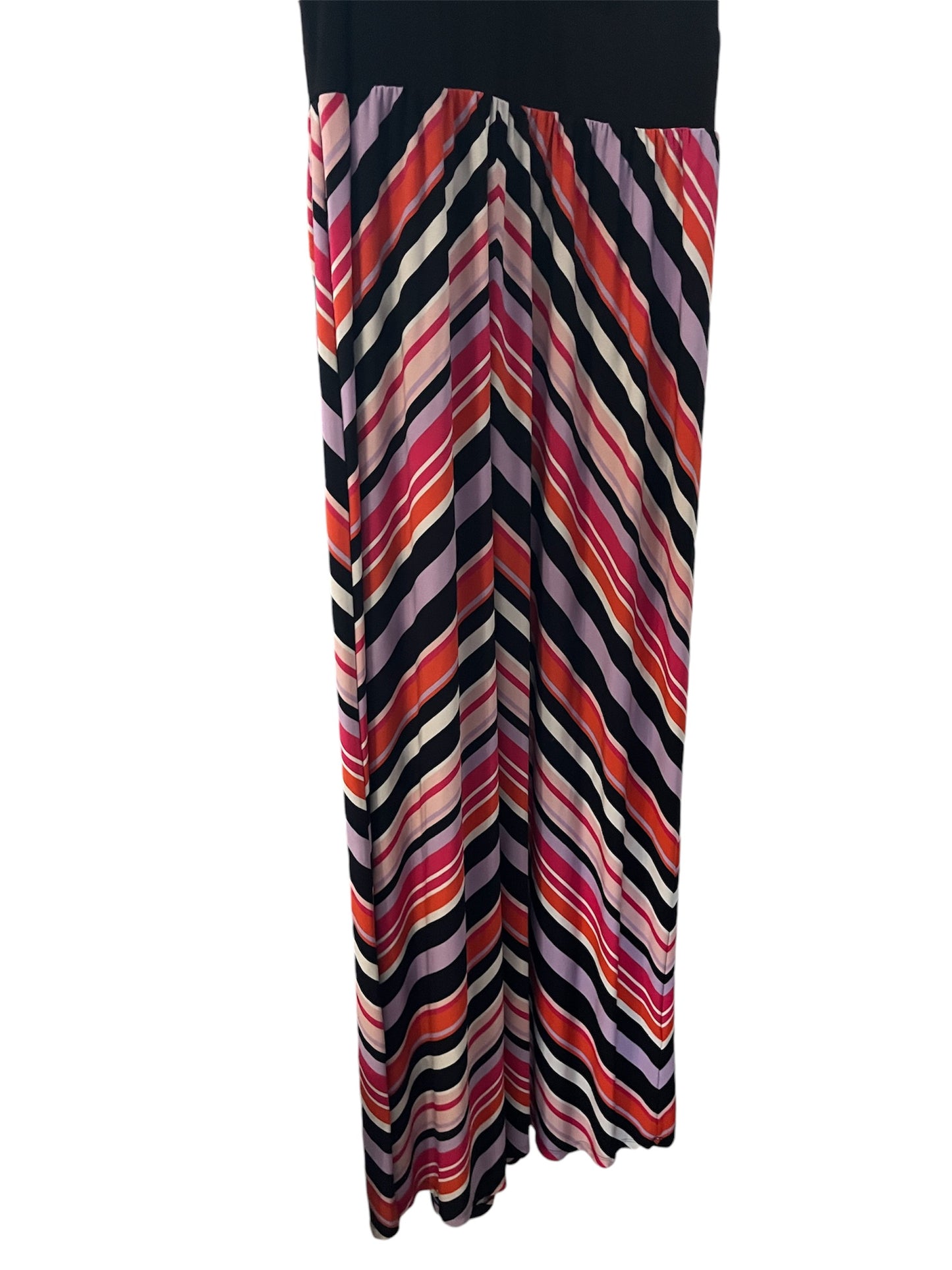 Long Colorful Size 18 Chevron V Neck DB Maxi Dress