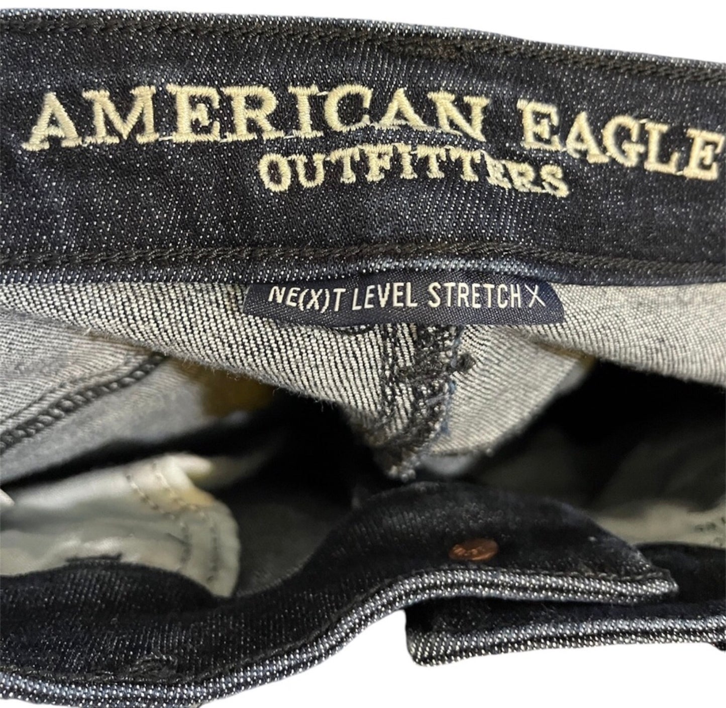 American Eagle Dark Wash Super Hi Rise Stretchy Skinny Jeans Size 4