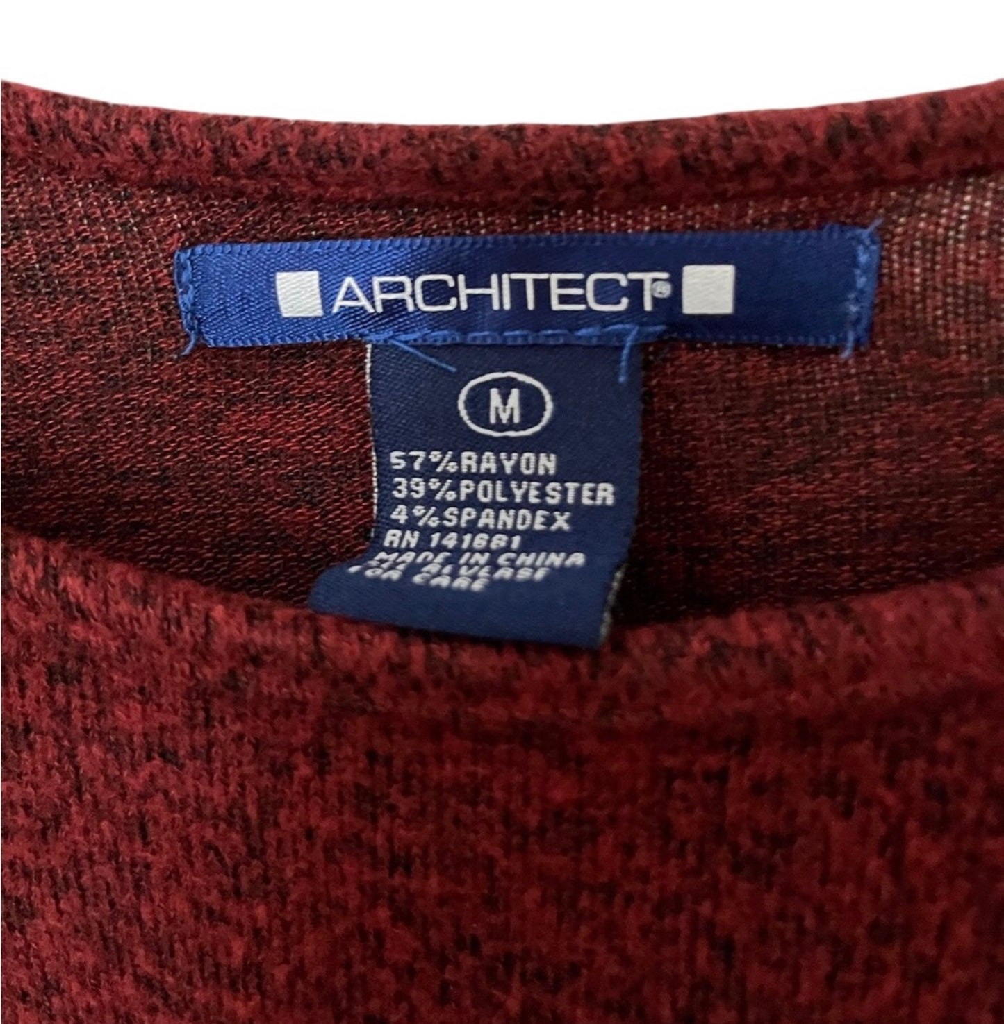 Architect Red Maroon Tie Bottom Sweater Medium