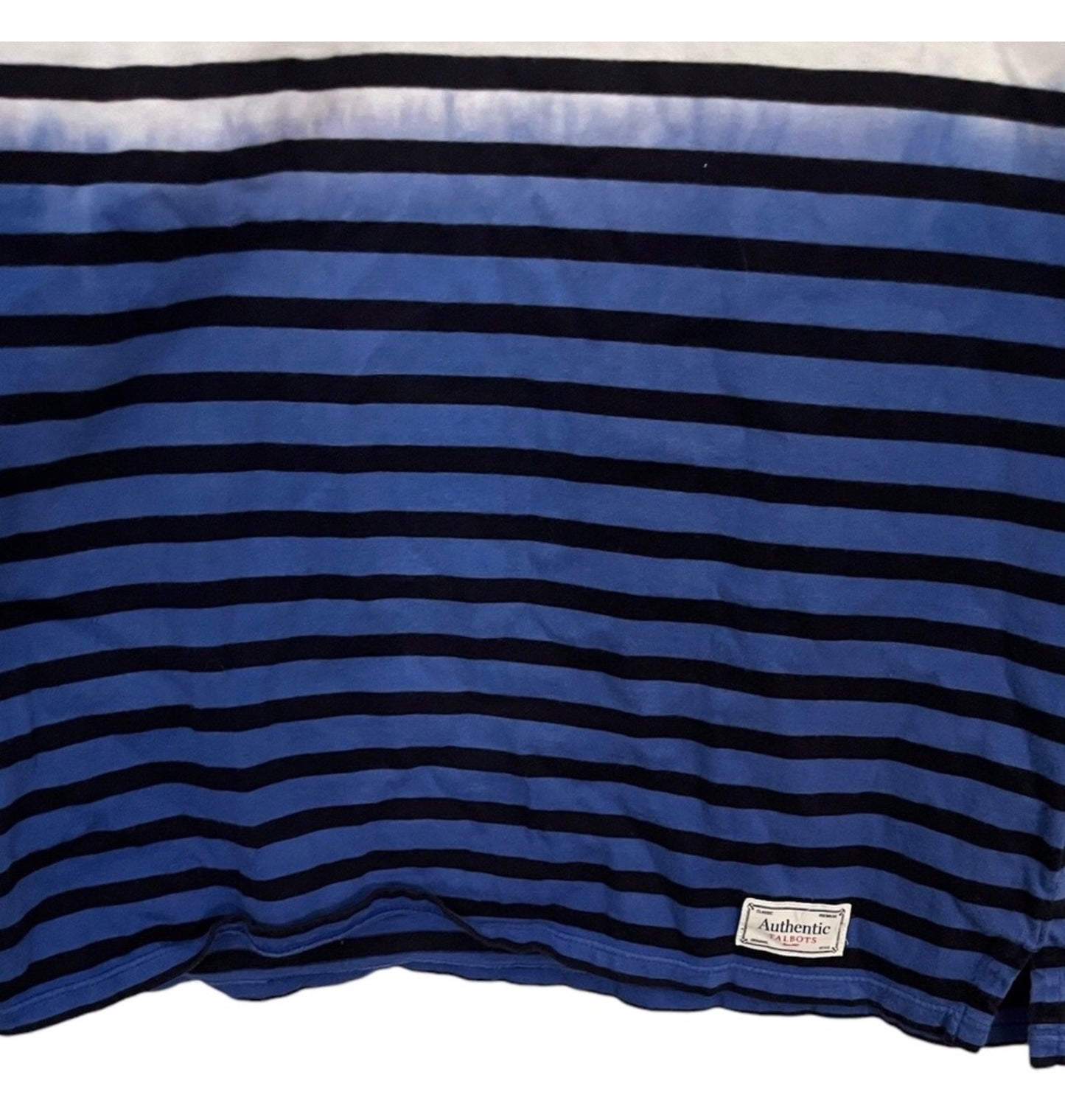 Talbots Blue and White With Black Stripes Long Sleeve Shirt Large