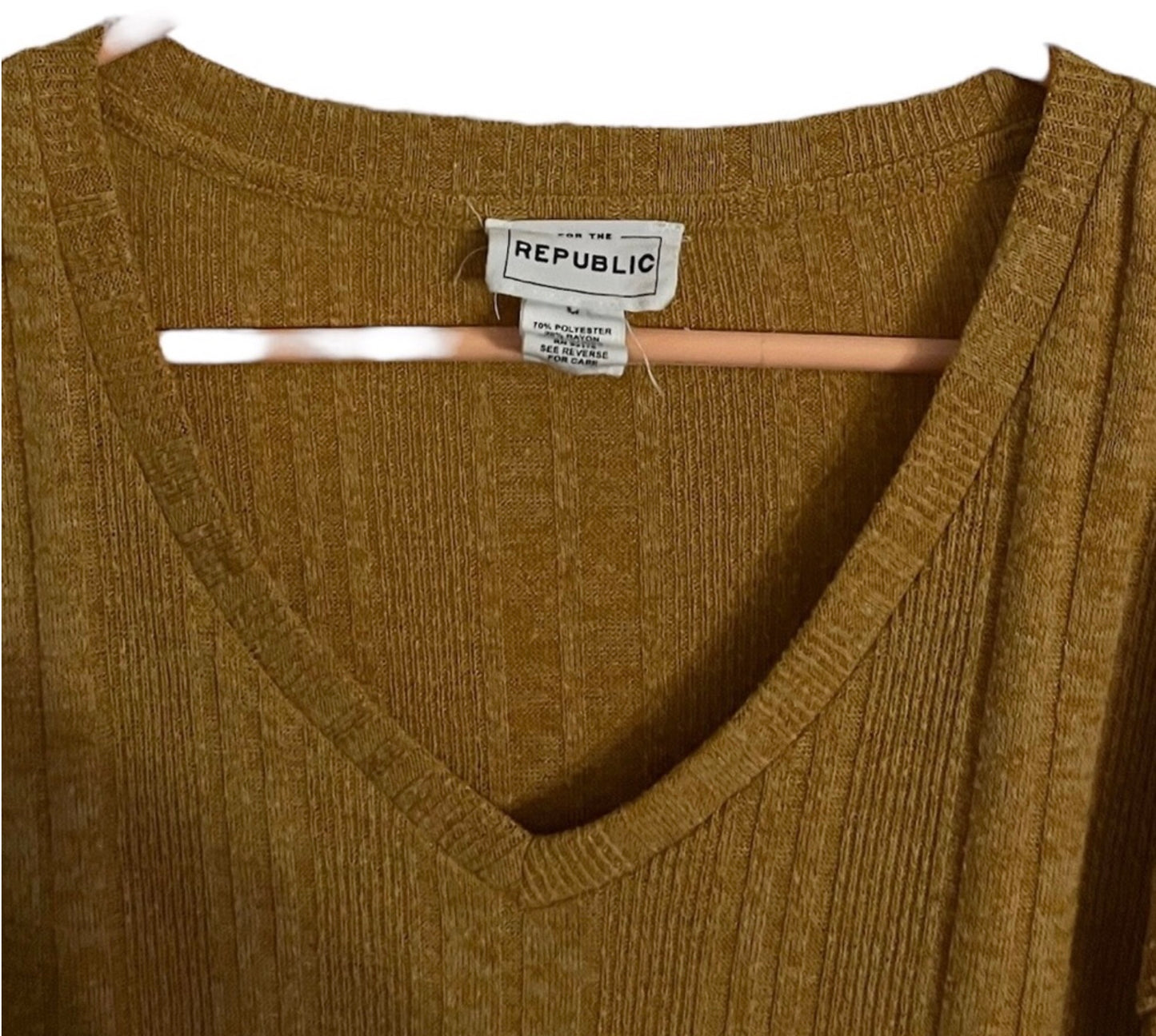 For The Republic Mustard Yellow V Neck Sweater Medium