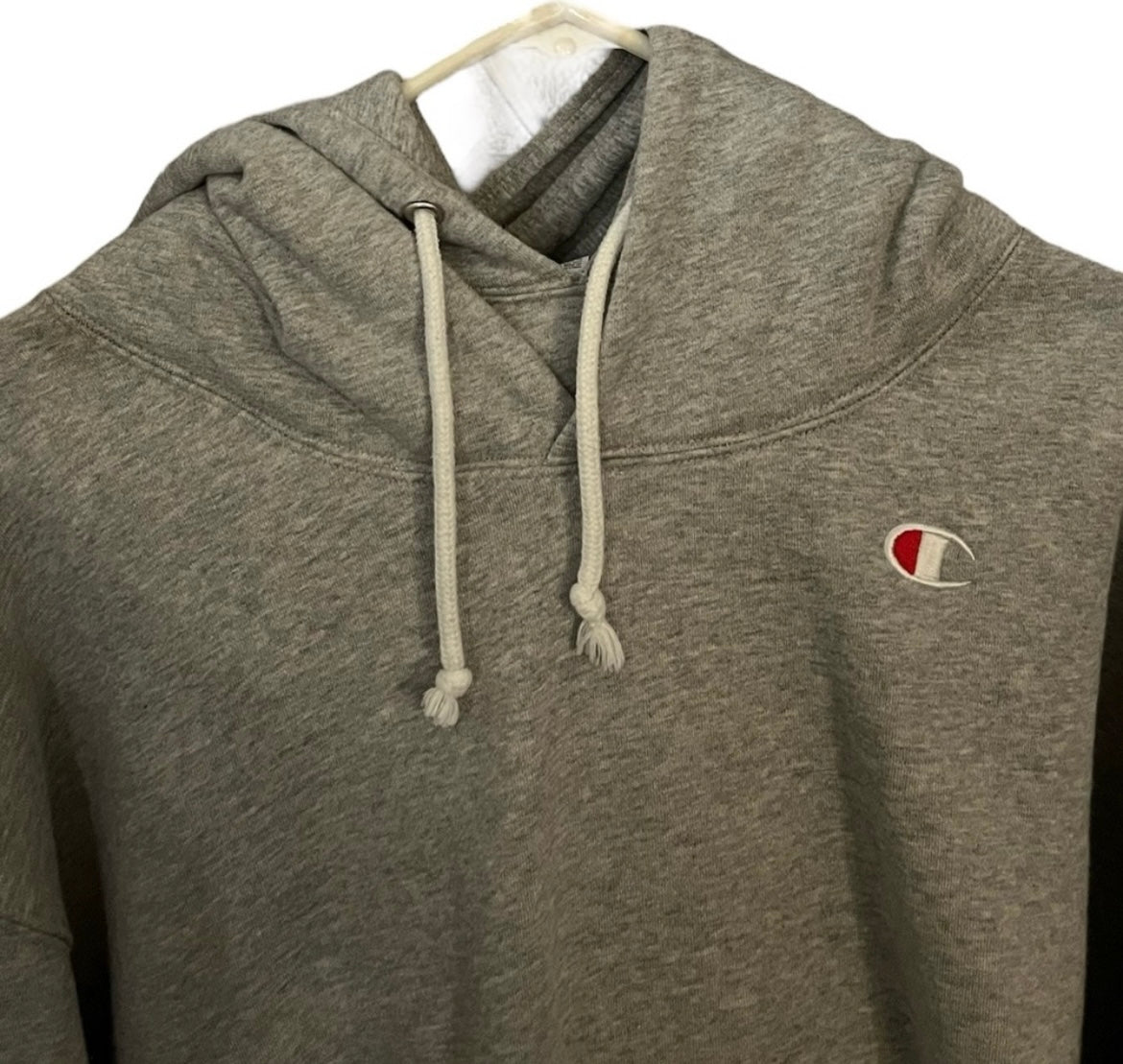 Champion Grey Double Hooded Hoodie Medium