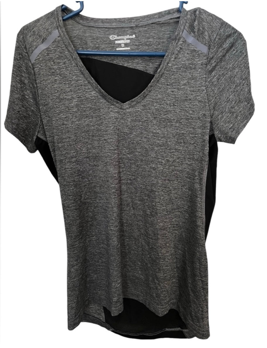 Champion Grey and Black Powertrain Vapor Athletic Activewear Shirt Medium