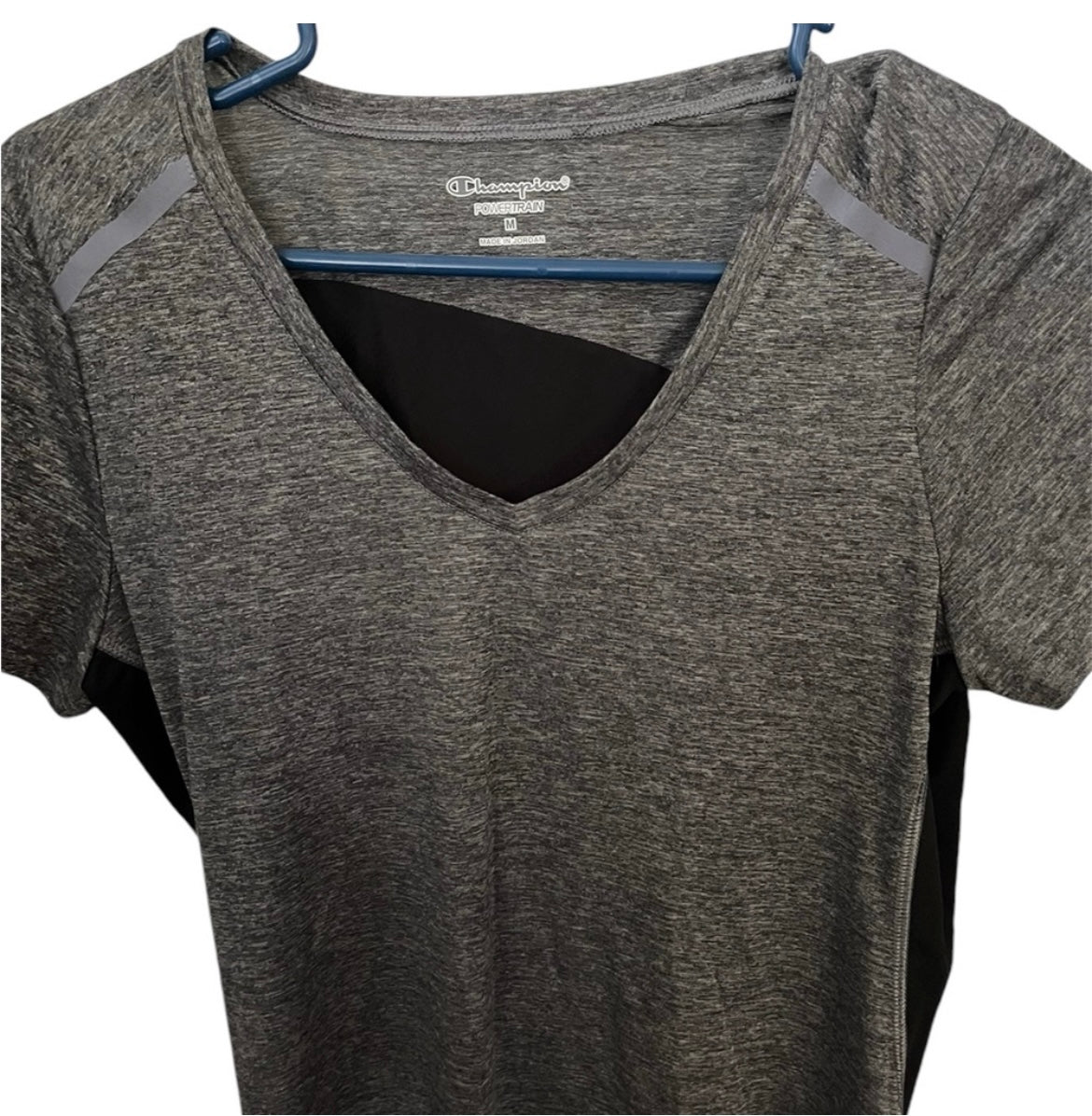 Champion Grey and Black Powertrain Vapor Athletic Activewear Shirt Medium