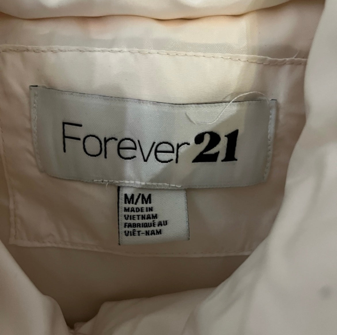 Forever 21 Cream Puffer Vest Medium