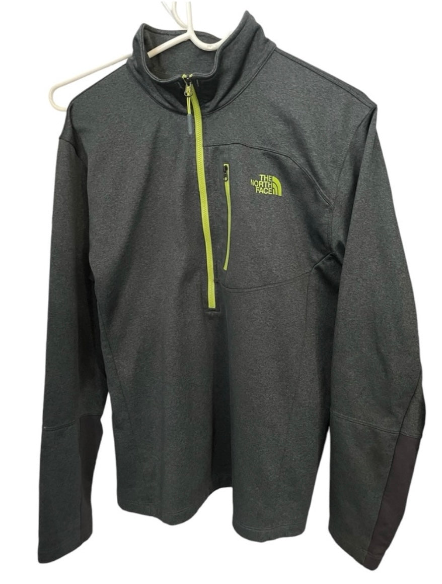 The North Face Grey and Green Half Zip Zip Pocket Track Jacket Large