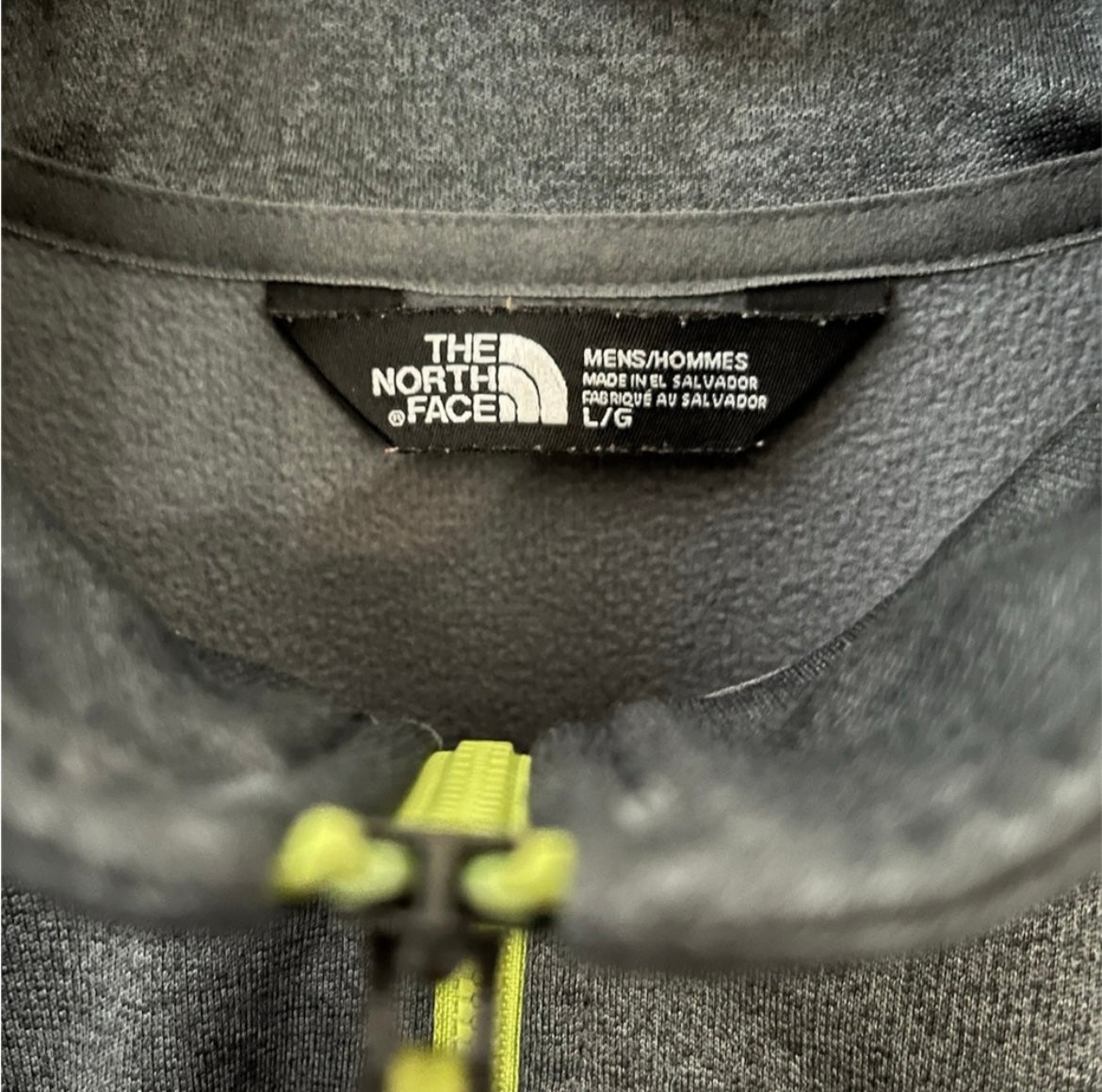 The North Face Grey and Green Half Zip Zip Pocket Track Jacket Large