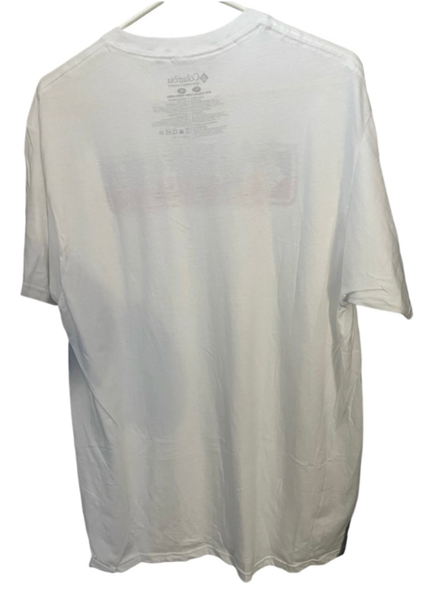 Columbia White with Logo on Front and Sleeve T-Shirt Large