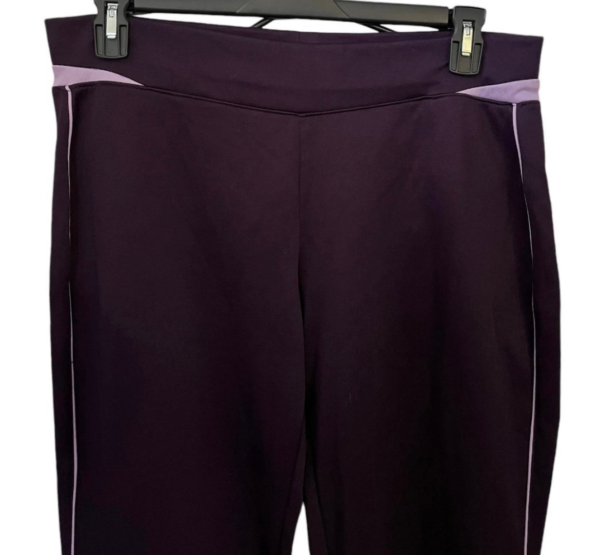 Athletic Works Purple Striped Athletic Activewear Jogger Pants Large